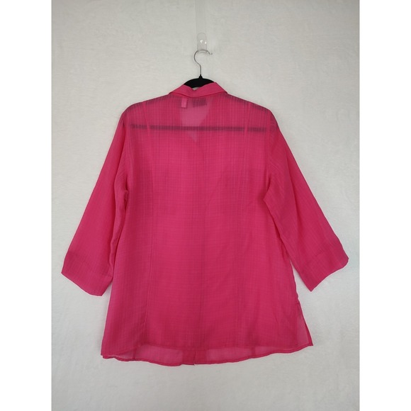 Additions by Chico's Pink Button Down 3/4 Sleeve Top Career, Size 2 Large - Picture 2 of 9